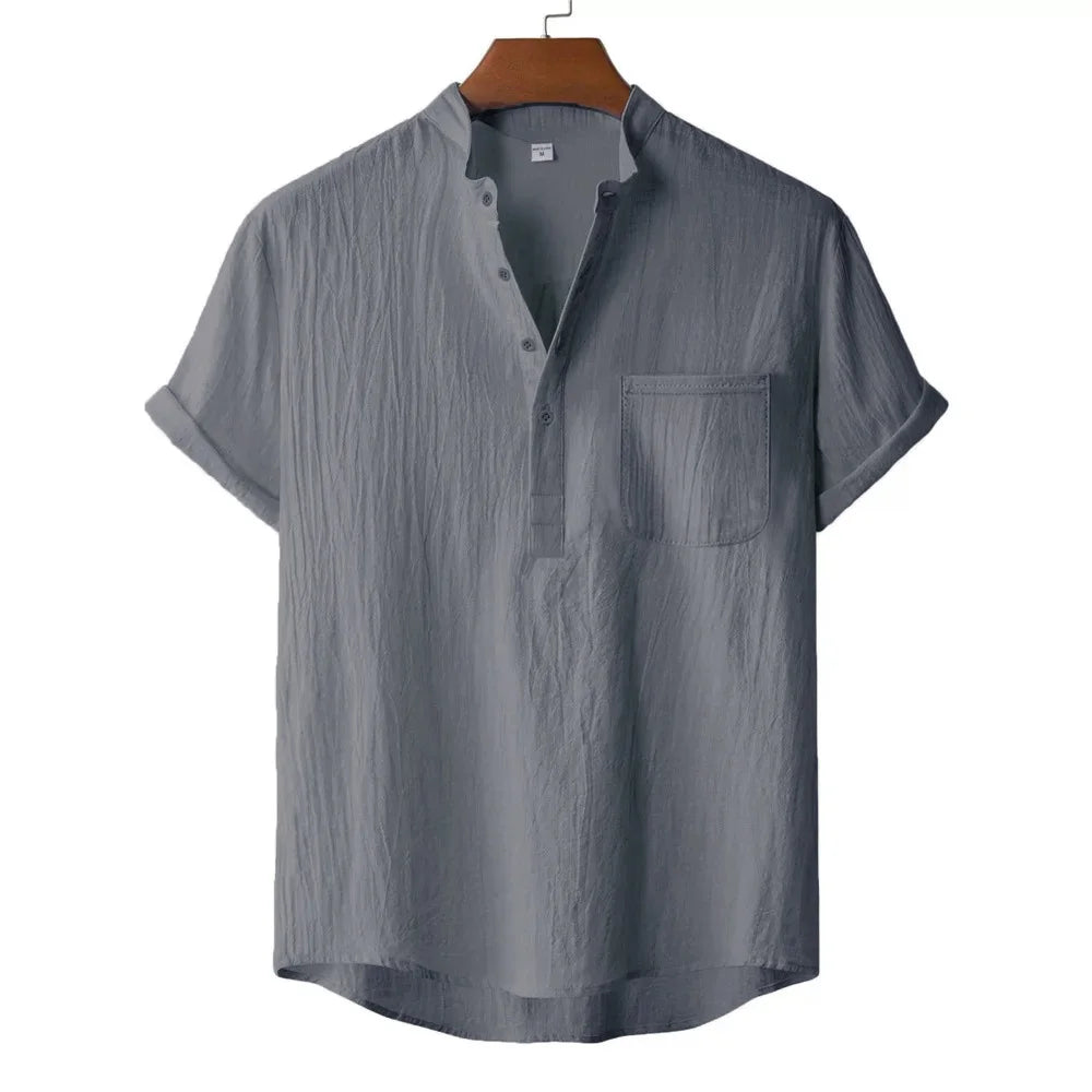 The Amalfi Henley — Breathable Linen Comfort