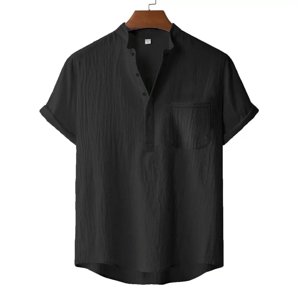 The Amalfi Henley — Breathable Linen Comfort
