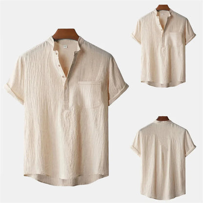 The Amalfi Henley — Breathable Linen Comfort