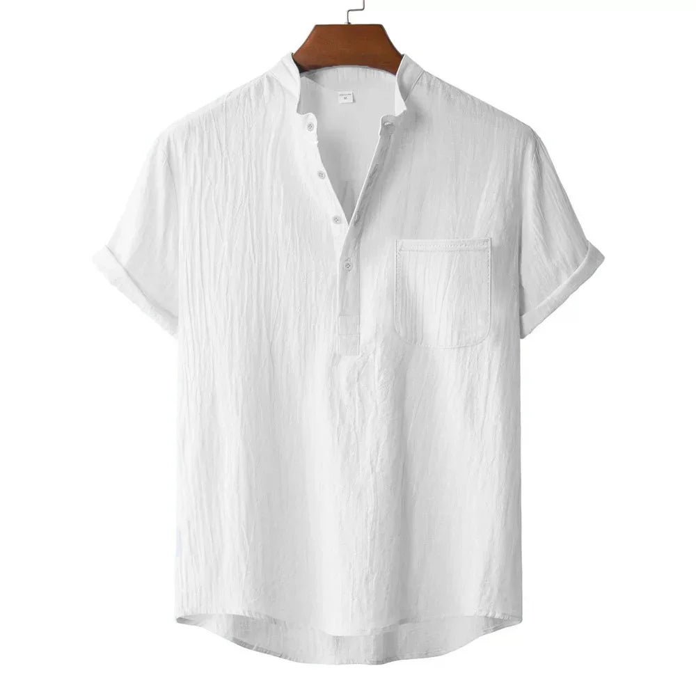 The Amalfi Henley — Breathable Linen Comfort